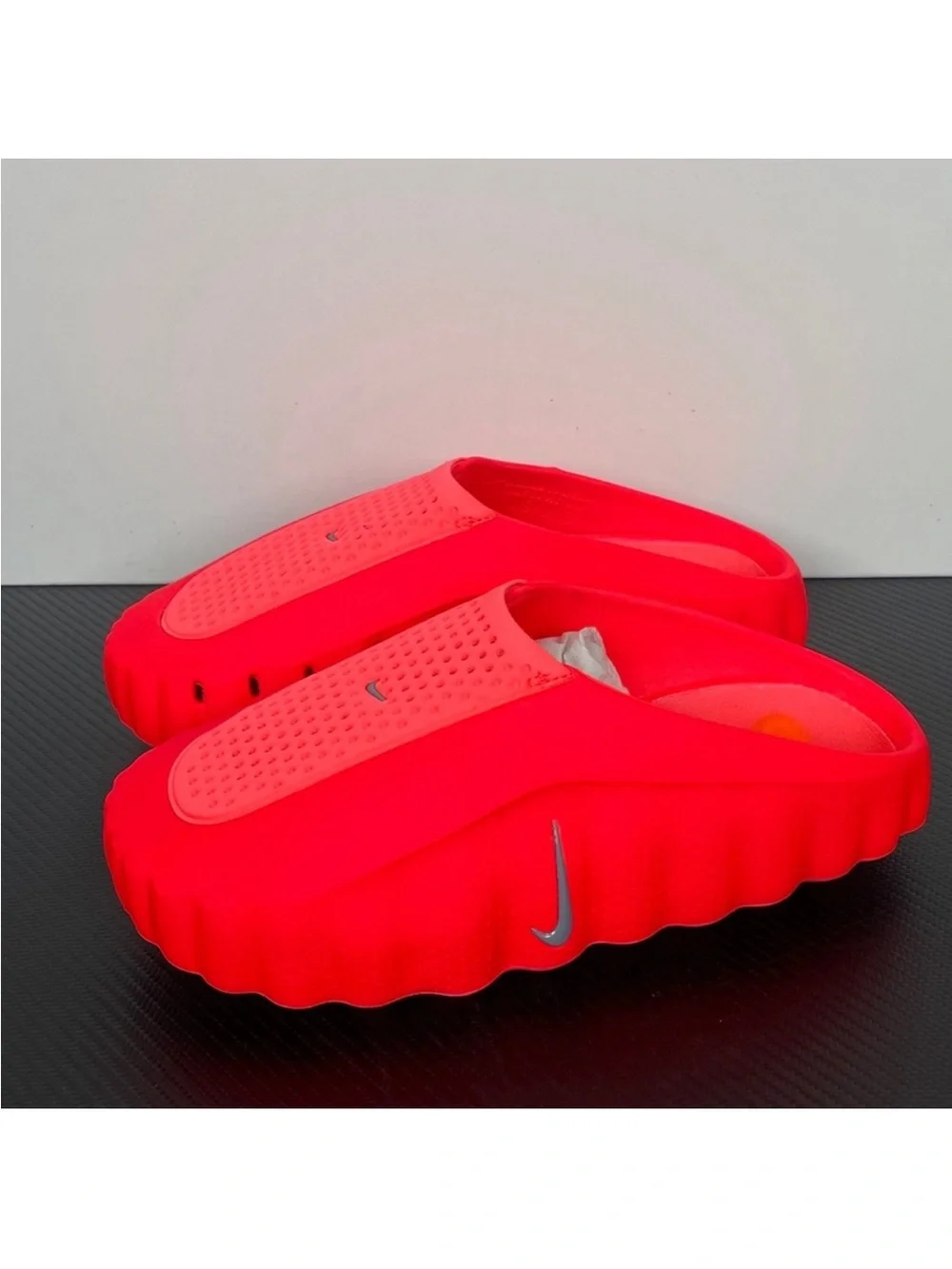 Nike Kids Bright Red Slip-On Clog with Orange Studded Outsole